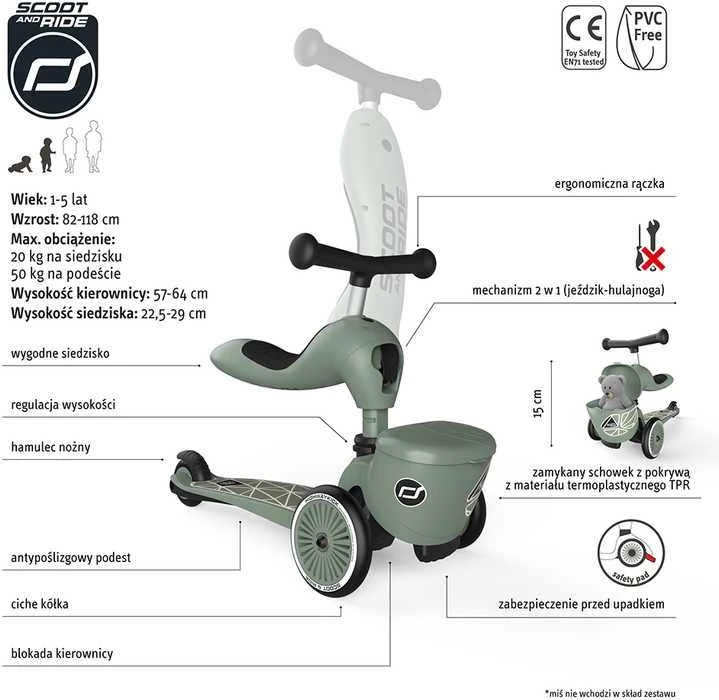 Scoot and Ride Scoot & Ride Highwaykick1 - paspirtukas, jeździk 2w1 | Žaliosios gyvenimo būdo linijos