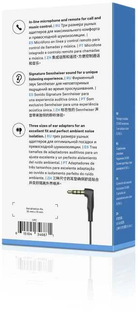Sennheiser Ausinės CX 80S su laidu, į ausis įkišamos, Mikrofonas, Juodas