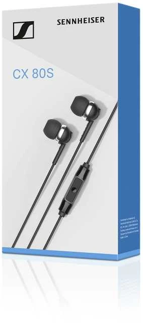 Sennheiser Ausinės CX 80S su laidu, į ausis įkišamos, Mikrofonas, Juodas