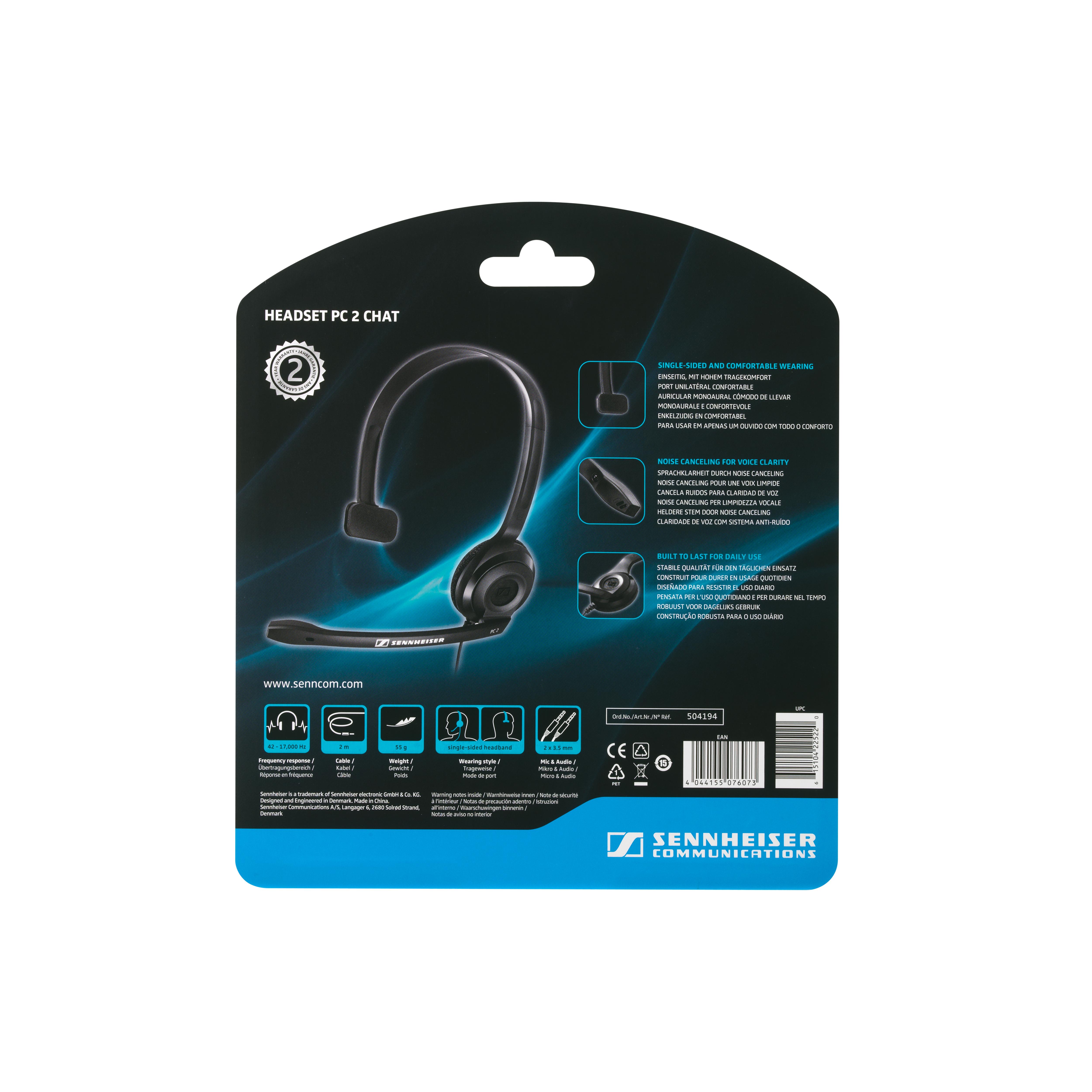 Ausinės su mikrofonu Sennheiser PC 2 CHAT sł‚uchawka su mikrofonu (504194)  | Varle.lt
