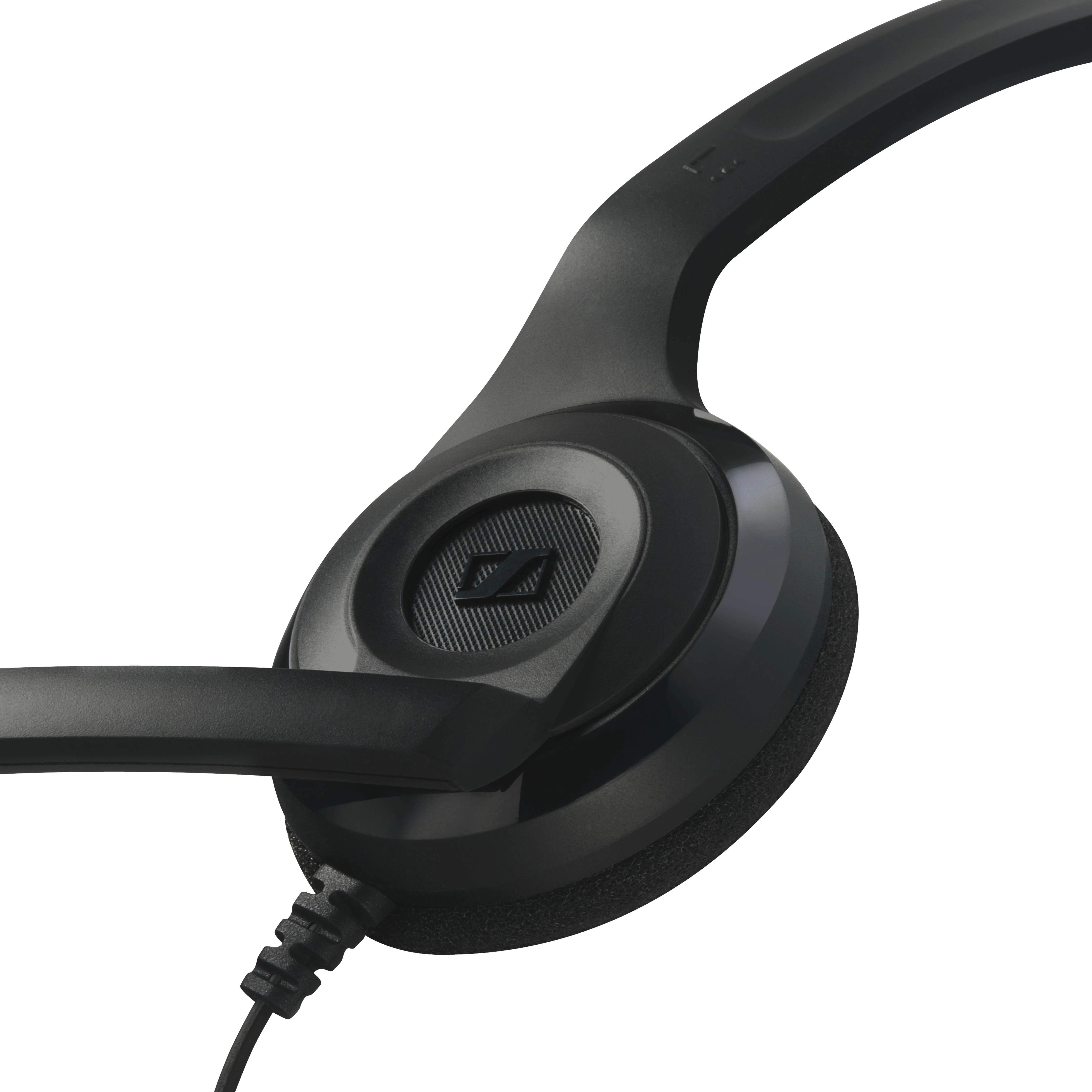Itin lengvos kompiuterinės ausinės Sennheiser PC 3 CHAT, su mikrofonu, 2x 3.5mm, Juodos