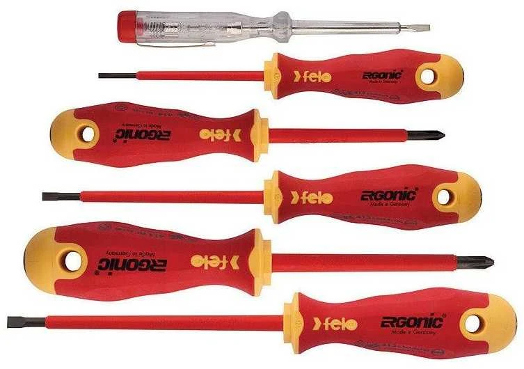 Izoliuotų atsuktuvų rinkinys Ergonic VDE + testeris Felo 41396398 - 6 vnt