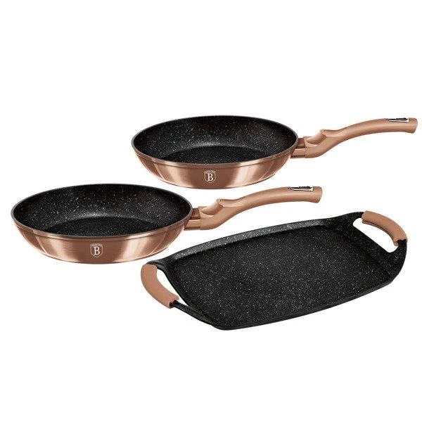 Keptuvė Berlinger Haus grilio Metallic Line Rose Gold Edition 26cm 3vnt.