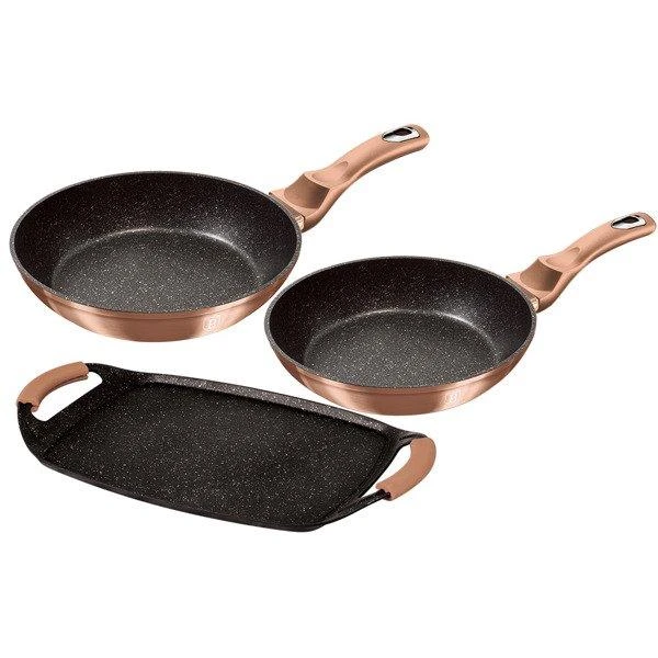 Keptuvė Berlinger Haus grilio Metallic Line Rose Gold Edition 26cm 3vnt.