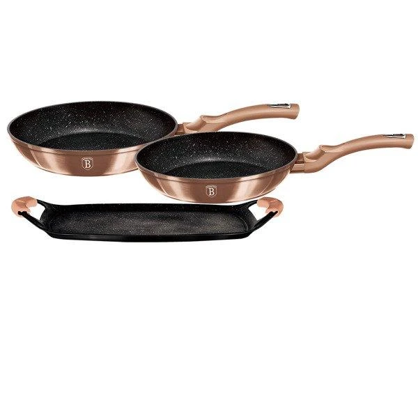 Keptuvė Berlinger Haus grilio Metallic Line Rose Gold Edition 26cm 3vnt.