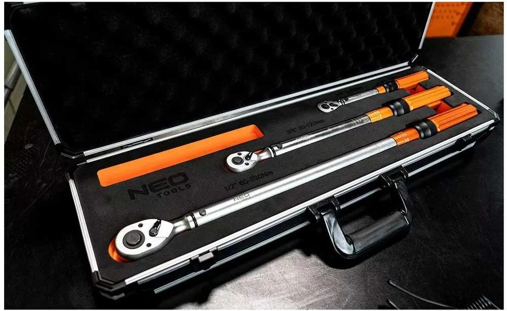 Neo Tools Dinamometrinis raktas Neo 08-845; 3/8''; 1/2''; 1/4'' 3 vnt.