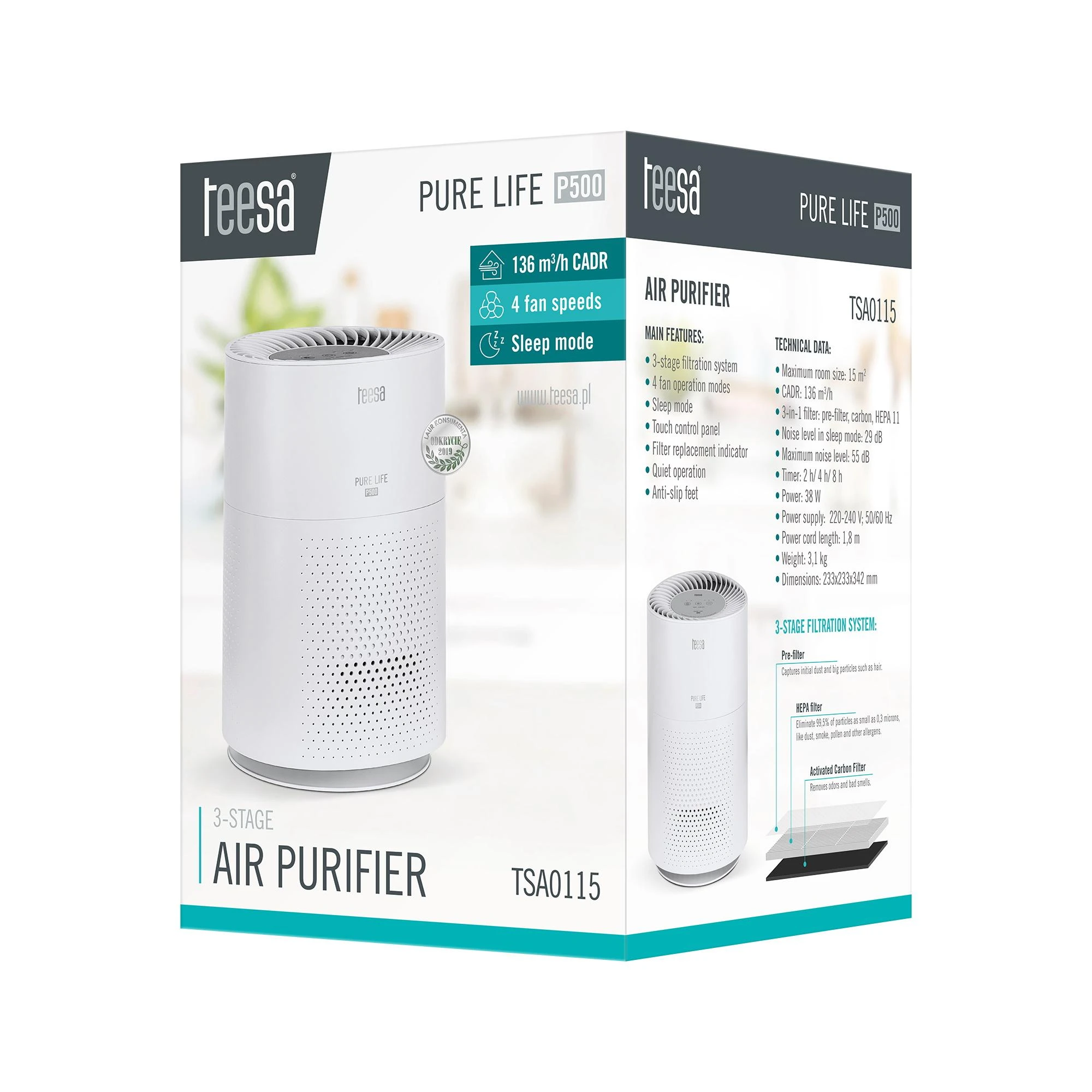 Oro valytuvas TEESA PURE LIFE P500