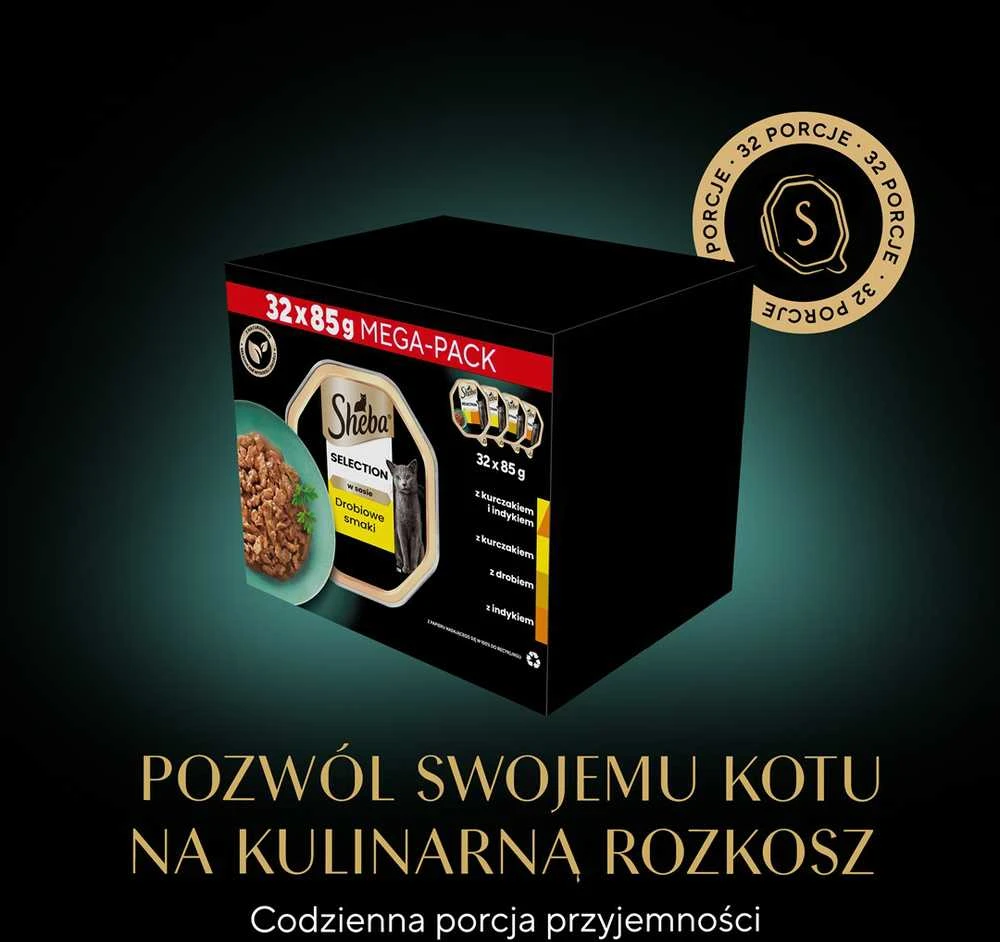 SHEBA tray sauce poultry/vištiena/ kalakutiena - wet cat food - 32x85 g