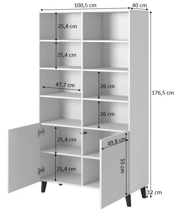 Cama Meble Saugojimo Lentyna - Pafos 100x40x176,5 Cm Balta