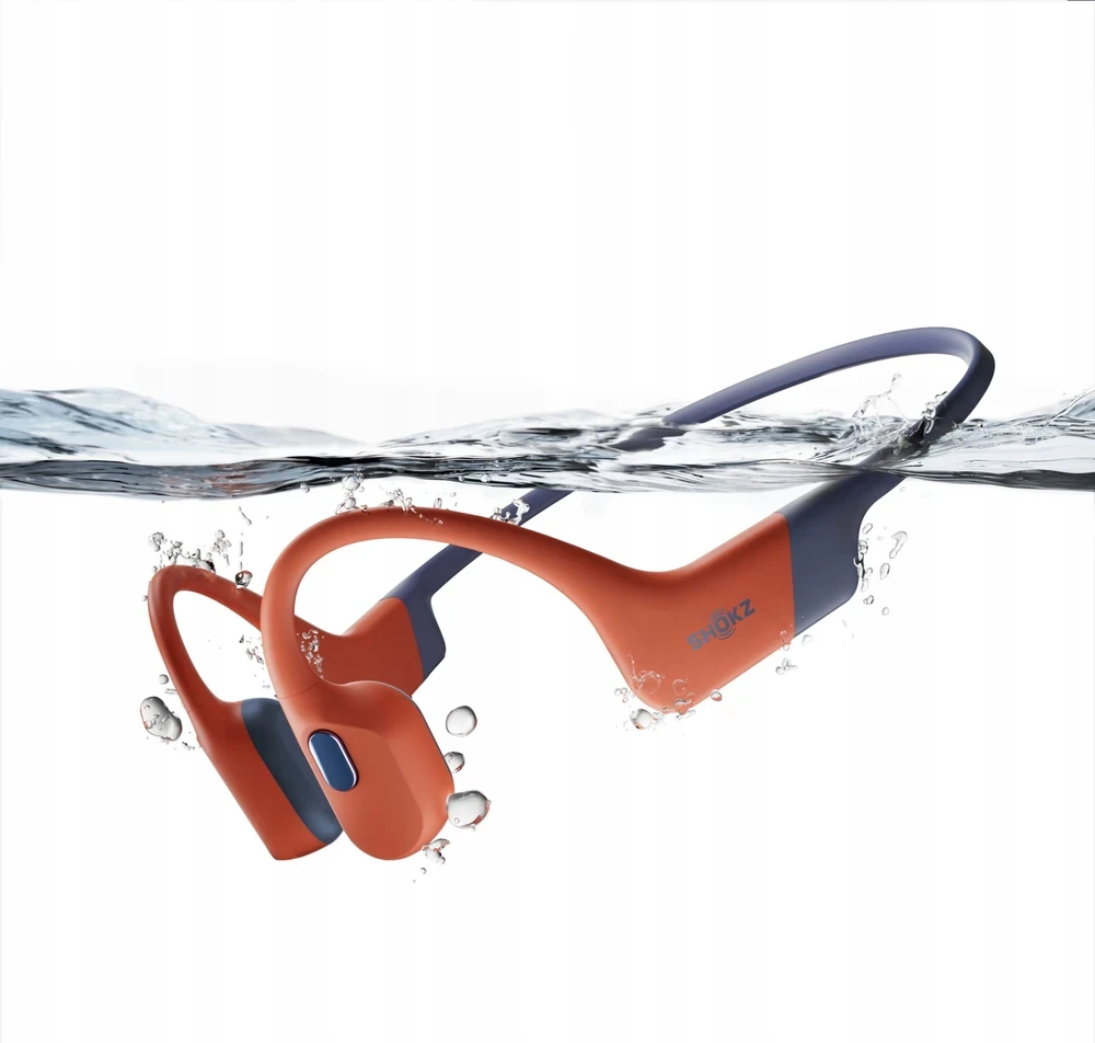 Shokz OpenSwim Pro plaukimo ausinės su kaulų laidumo technologija, USB-C, raudonos spalvos
