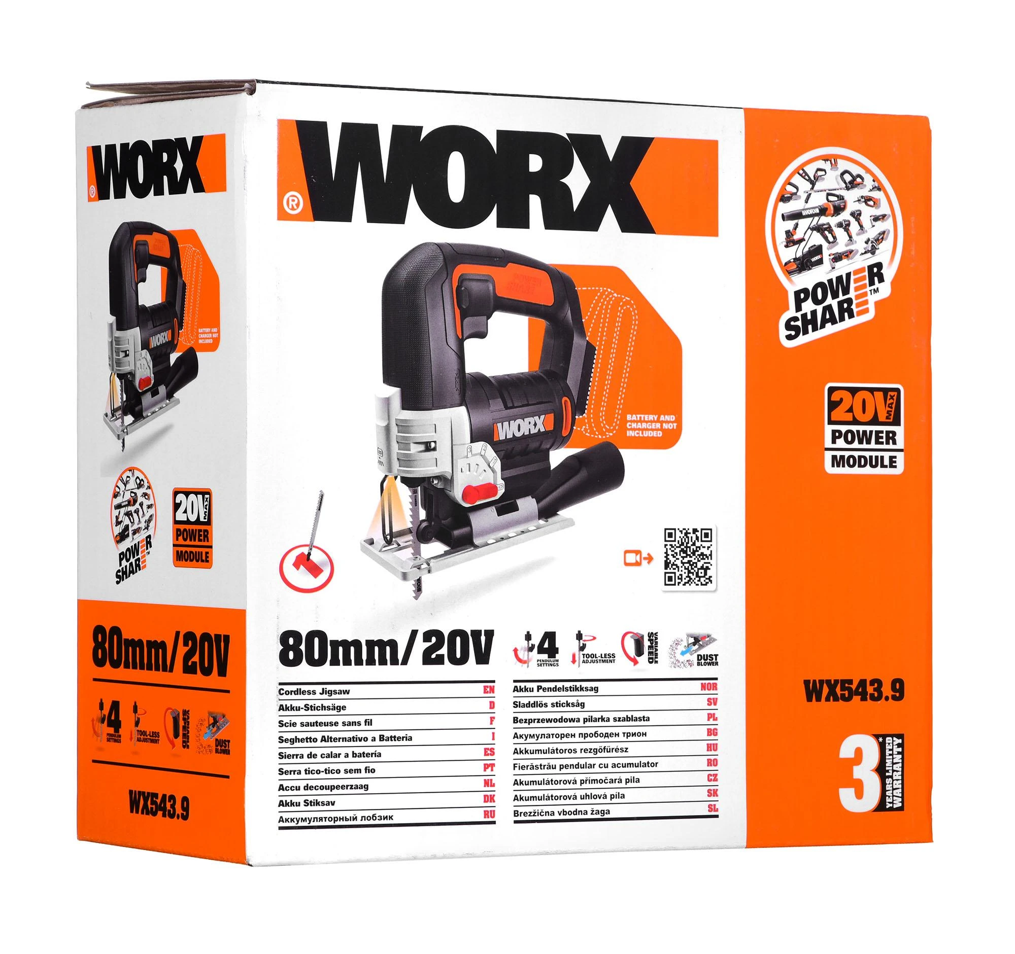 Siaurapjūklis WORX WX543.9 (be akum.)