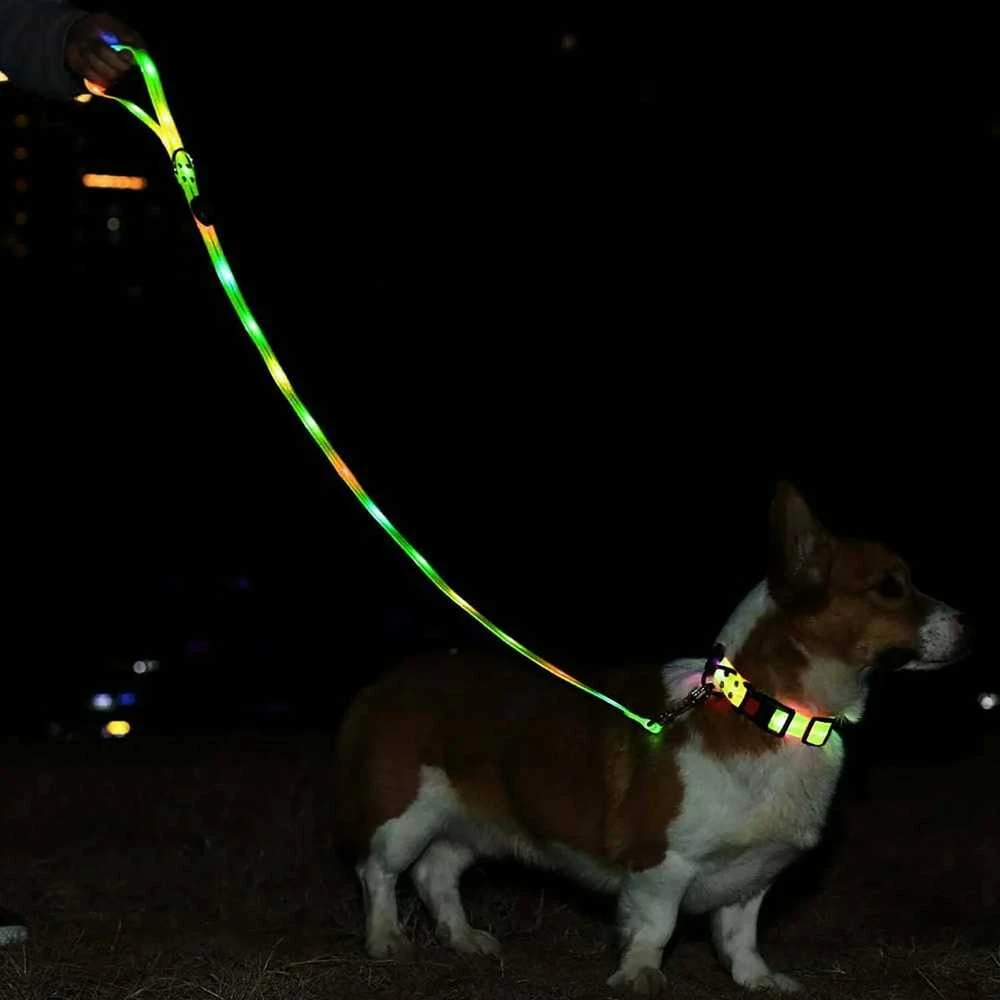 Mėlyna DOGGY VILLAGE Signal pavadėlis MT7118 mėlynas - LED dog pavadėlis - 1.2 m