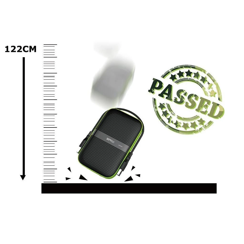 Išorinis kietasis diskas Silicon Power Armor A60 2TB SP020TBPHDA60S3K, Juodas/žalias