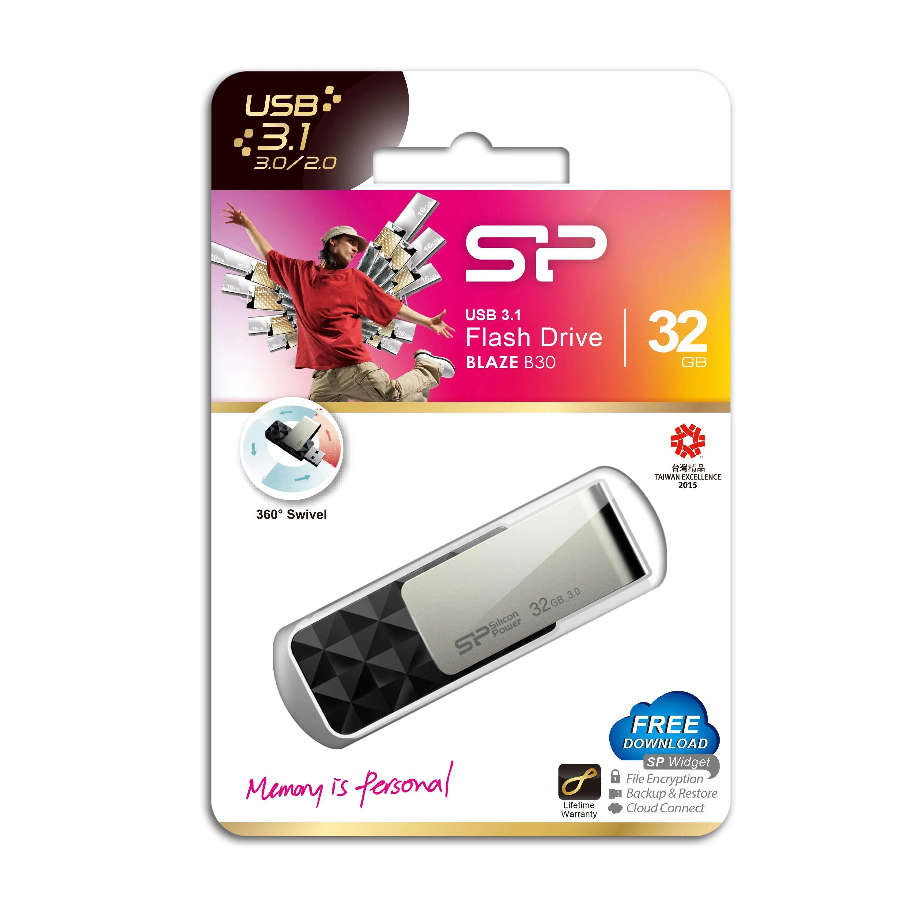 Silicon Power Blaze B30 32 GB, USB 3.0, Juodas