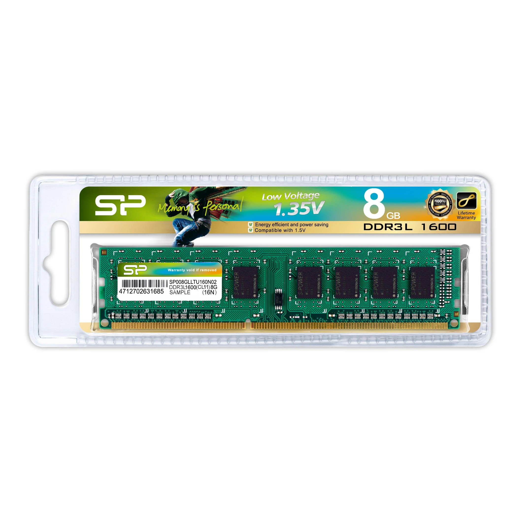 SILIKONIO MAITINIMO KOMPIUTERIS & COMMUNICAT SILICON POWER DDR3 8GB DIMM 1600MHz CL11 1,35V