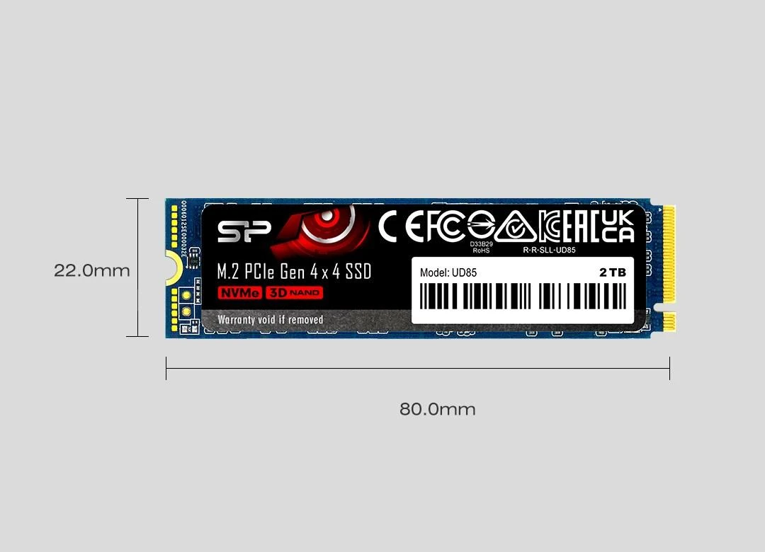 Silicon Power | SSD | UD85 | 1000 GB | SSD form factor M.2 2280 | Solid-state drive sąsaja PCIe Gen4x4 | Skaitymo greitis 3600 MB/s | Rašymo greitis 2800 MB/s