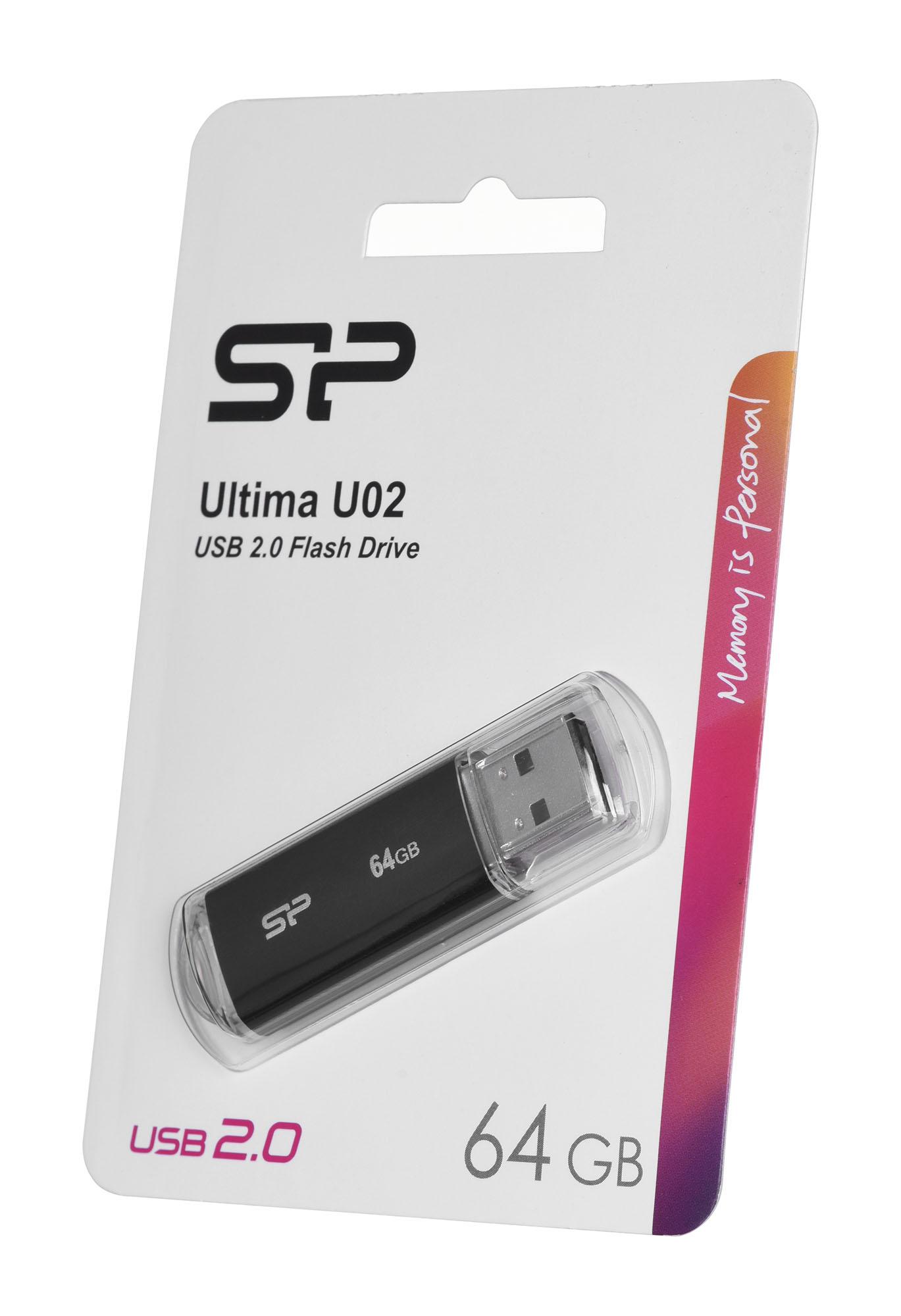 Silicon Power ULTIMA U02 64 GB, USB 2.0, Juodas