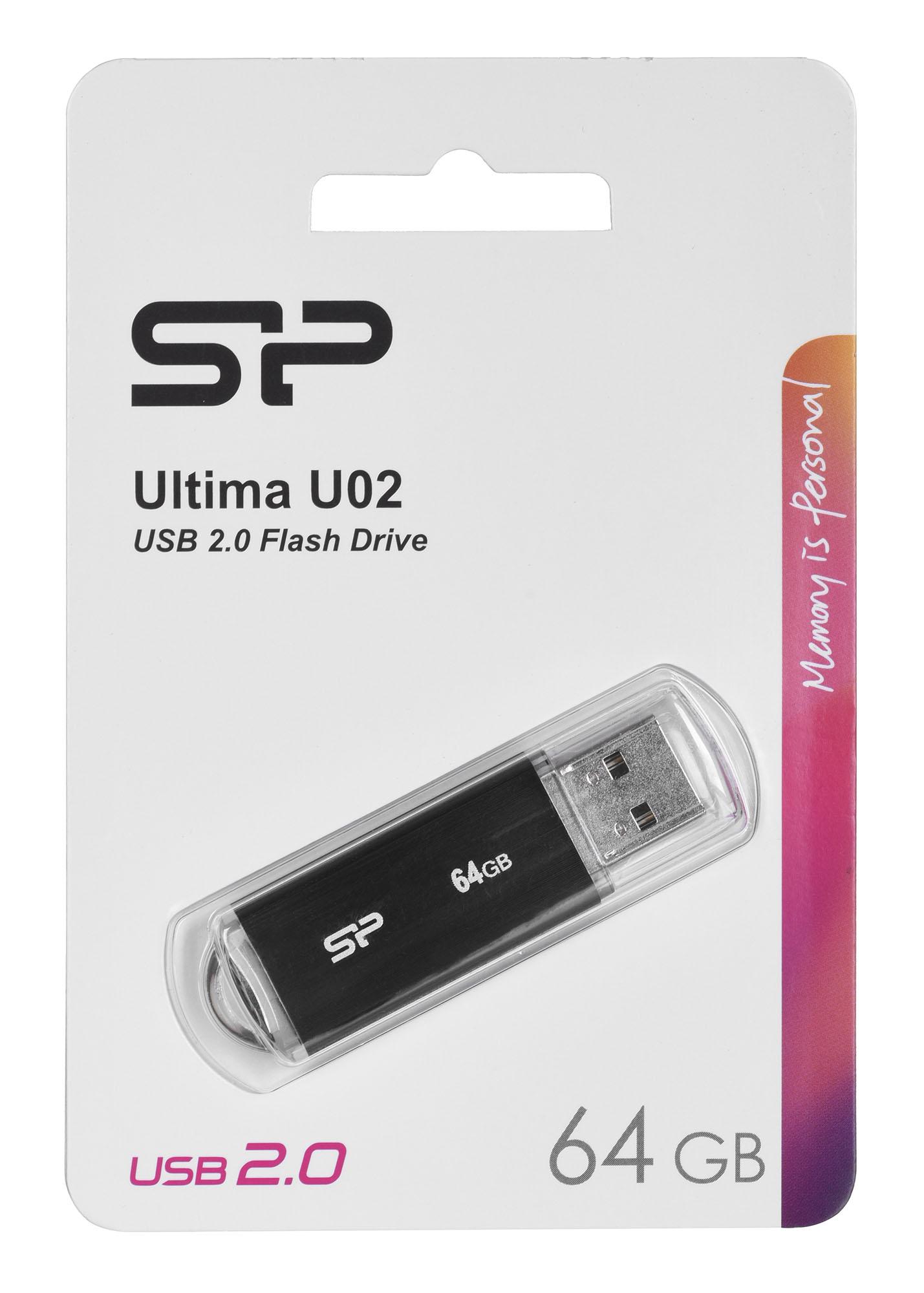 Silicon Power ULTIMA U02 64 GB, USB 2.0, Juodas