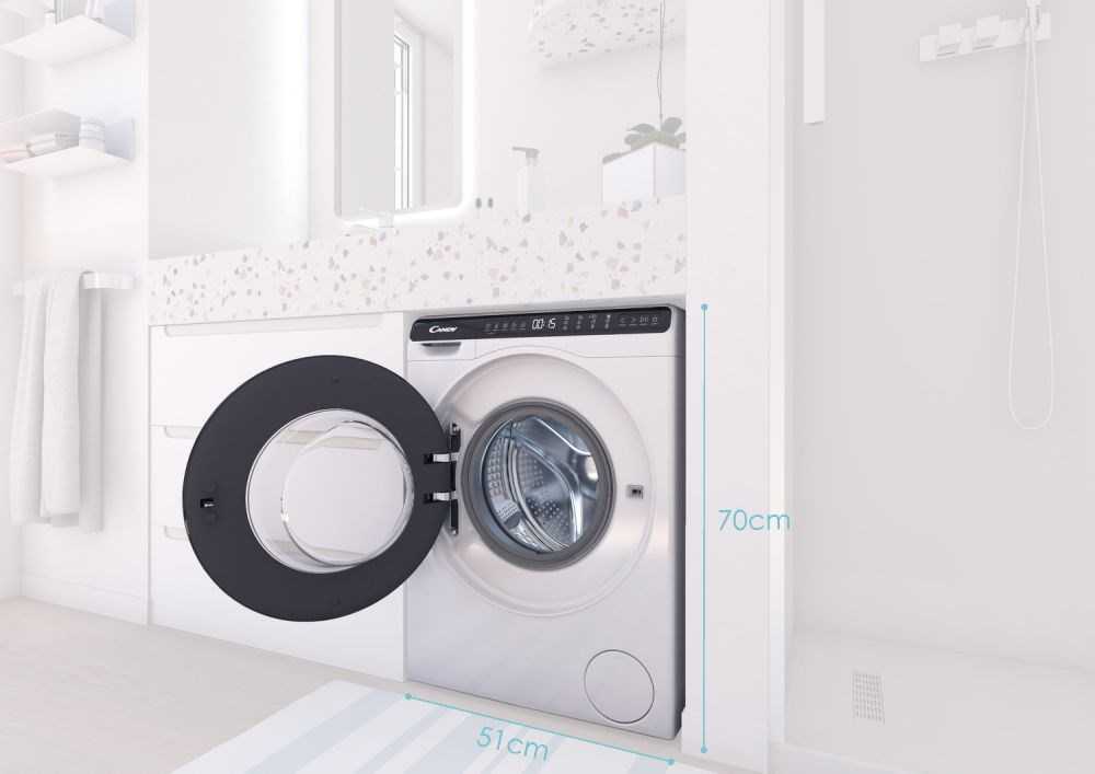 Candy | Skalbimo mašina | CW50-BP12307-S | Energy efficiency class A | Front loading | Skalbimo talpa 5kg | 1200 RPM | Gylis 49 cm | Plotis 51 cm | Ekranas | LCD | Baltas