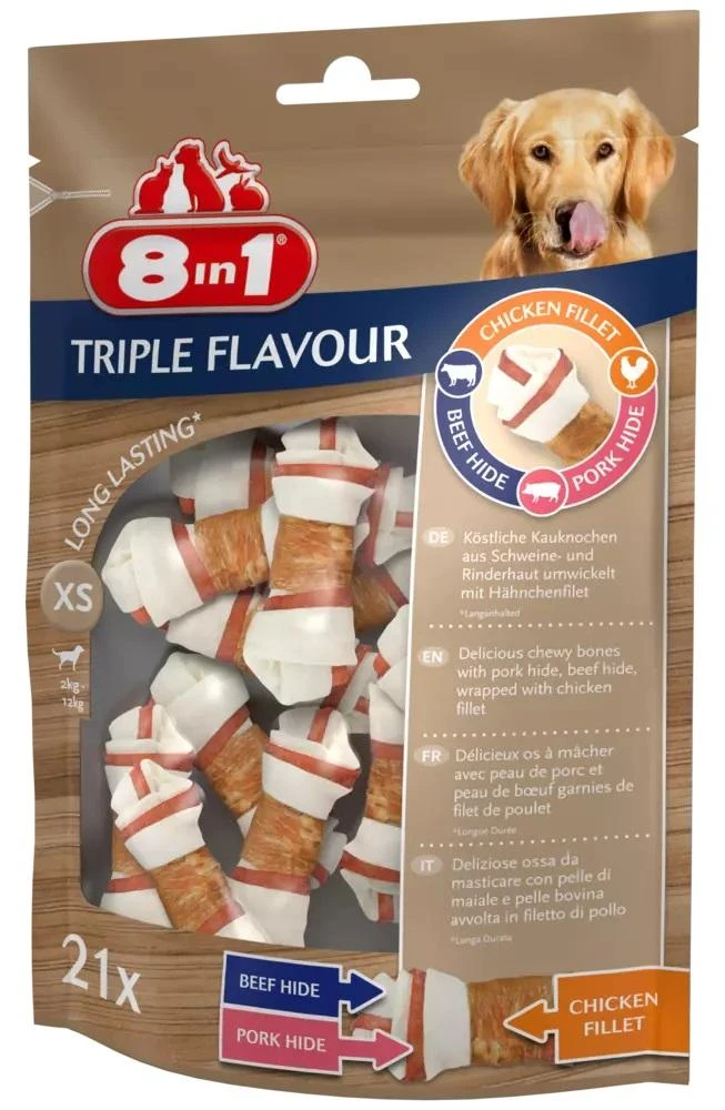 Skanėstas šunims 8in1 Triple Flavor XS, 0.294 kg, 21 vnt.