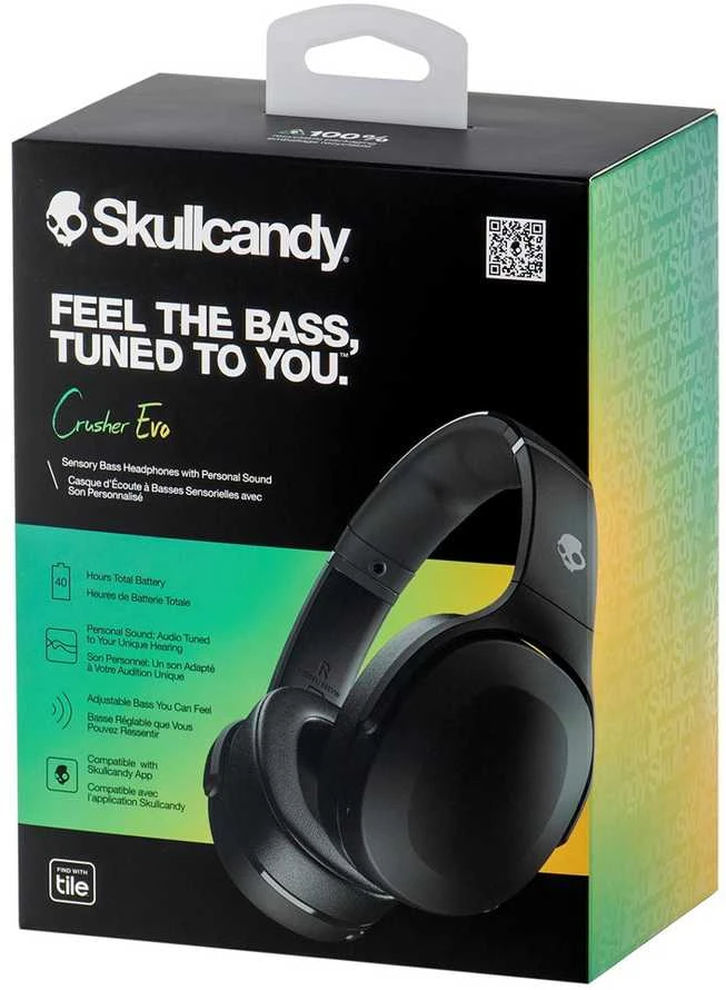 Skullcandy Crusher Evo „Sensory Bass“ ausinės su asmeniniu garsu, Juodos spalvos