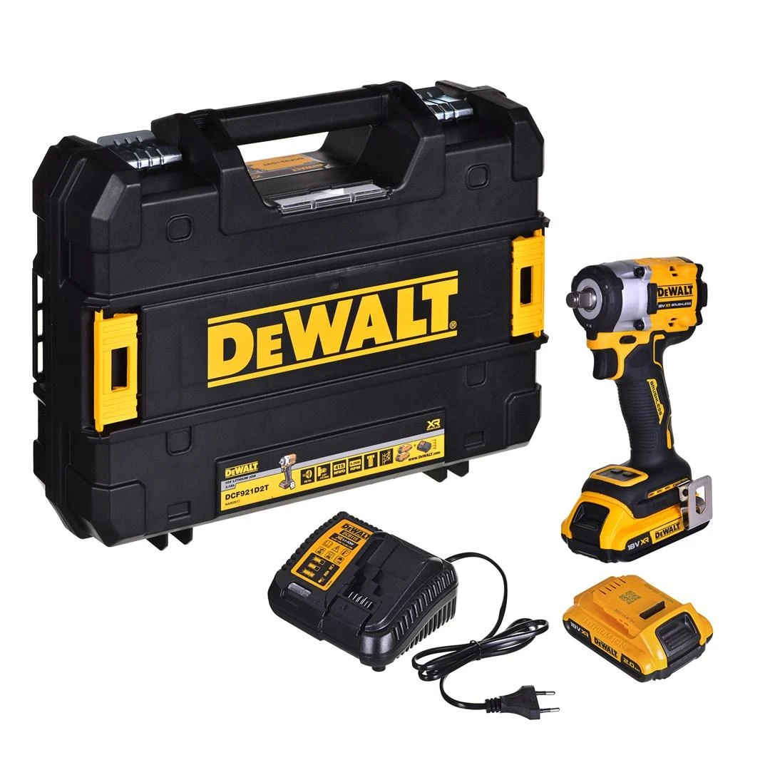 DeWALT smūginis veržliasukis DCF921D2T 18V 1/2", 406Nm, 2x2.0 Ah, TSTAK lagaminas