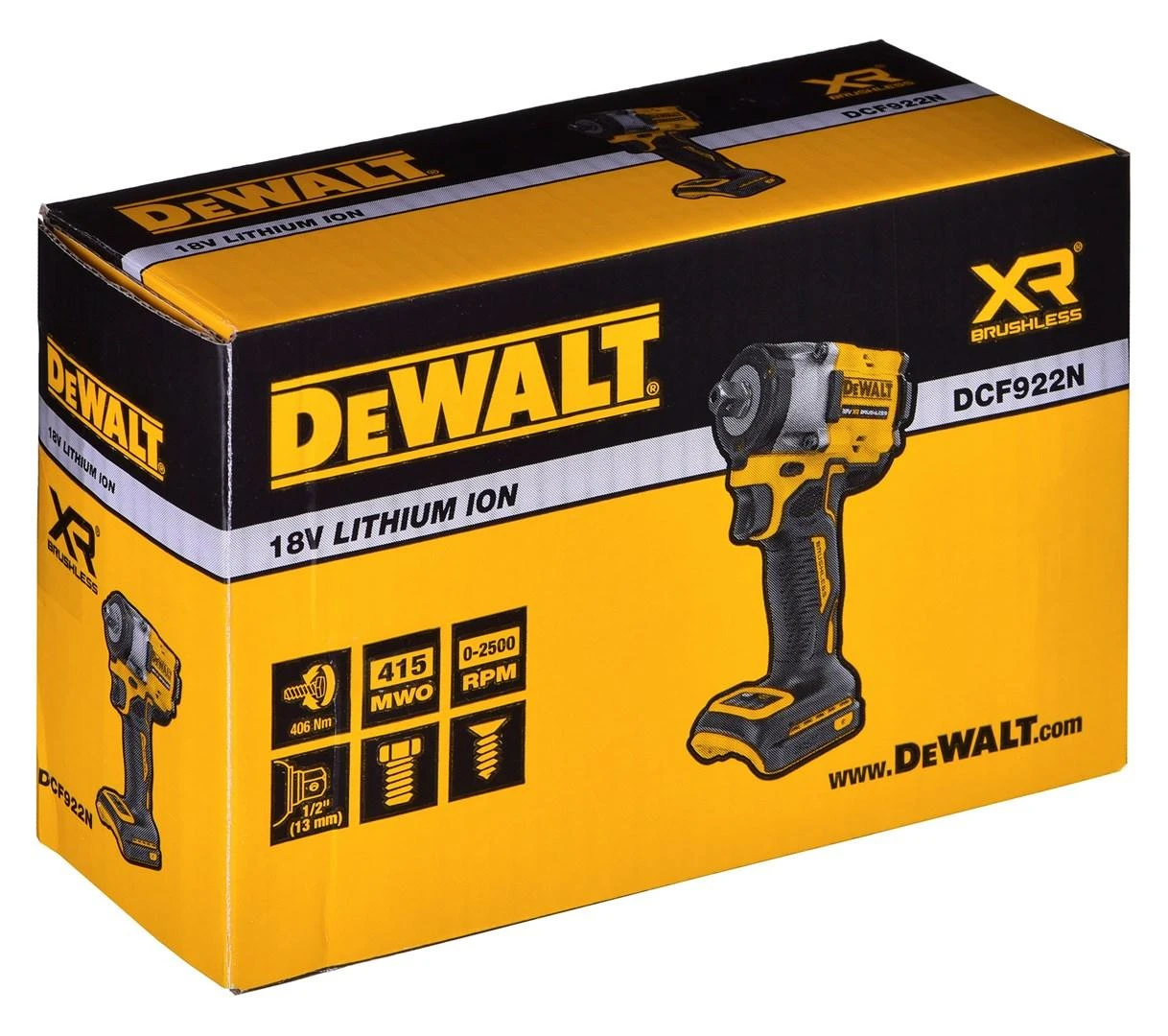 Dewalt smūginis veržliasukis DCF922N 1/2";18V 406Nm be akumuliatoriaus ir kroviklio