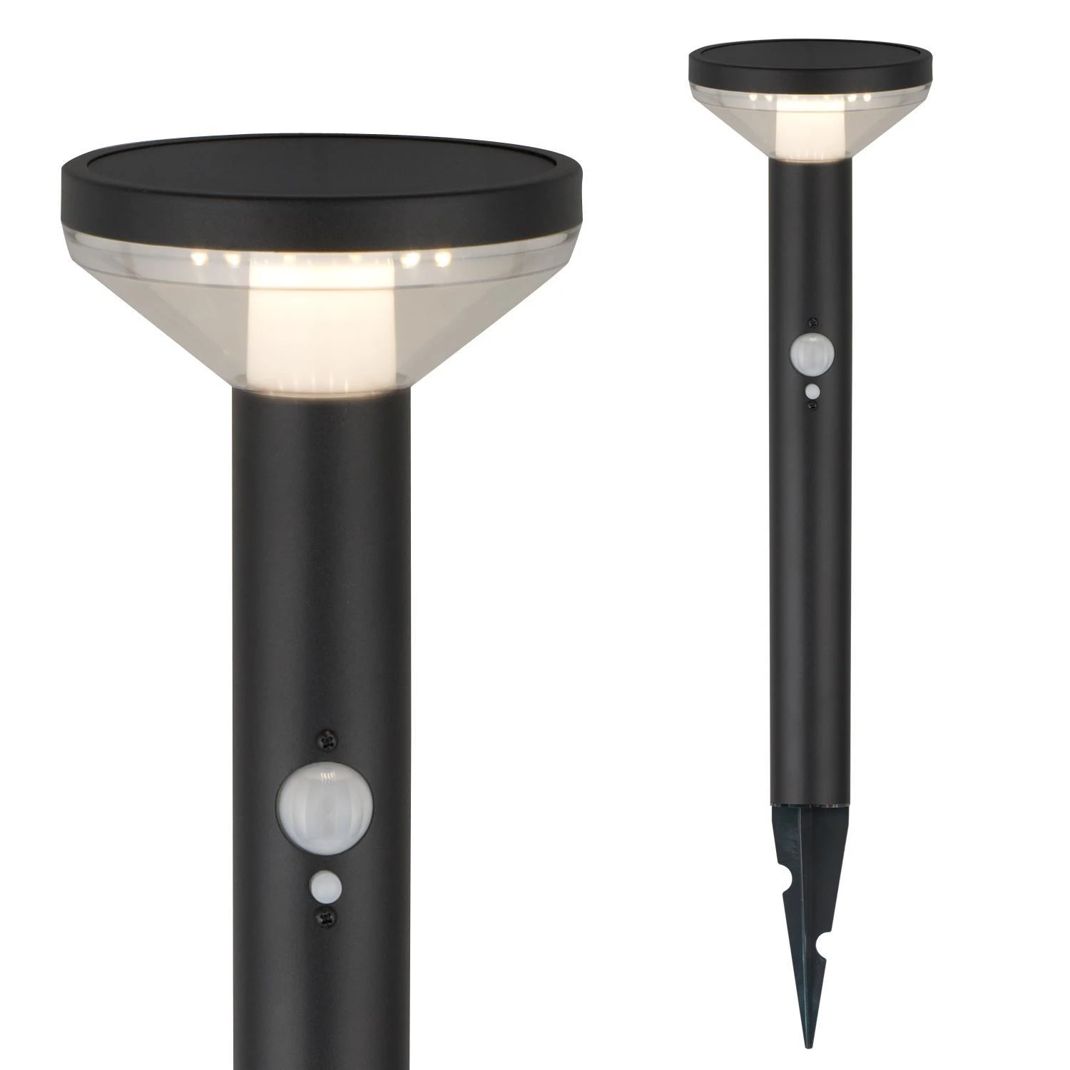 Lubinis šviestuvas Saulės LED lempa su Maclean jutikliu, juoda, IP44, 3 šviesos režimai, Li-ion 18650 baterija 3,7V 1200 mAh, įjungimo jutiklis, MCE465 B