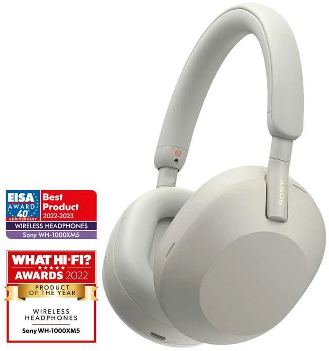 Belaidės ausinės Sony WH-1000XM5 su triukšmo slopinimo technologija, Sidabrinės
