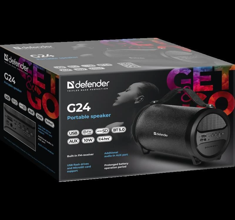 SPEAKER DEFENDER G24 BLUETOOTH/FM/TF/USB 10W Juodas