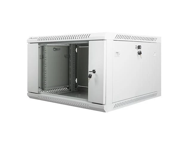 Spintelė rakinama, vienos sekcijos Lanberg WF01-6406-10S (6U, 368mm / 600mm / 450 mm, pakabinama, Stiklas, 19', pilka spalva)