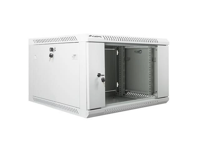 Spintelė rakinama, vienos sekcijos Lanberg WF01-6406-10S (6U, 368mm / 600mm / 450 mm, pakabinama, Stiklas, 19', pilka spalva)