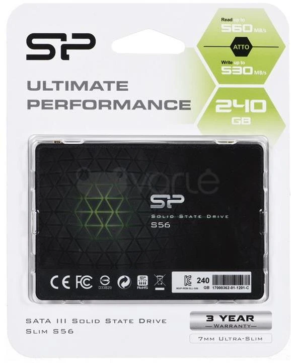 Silicon Power | S56 | 240 GB | SSD form factor 2.5" | Solid-state drive sąsaja SATA | Skaitymo greitis 460 MB/s | Rašymo greitis 450 MB/s
