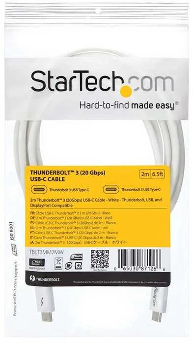 USB kabelis StarTech USB-C – USB-C 2 m baltas (TBLT3MM2MW)