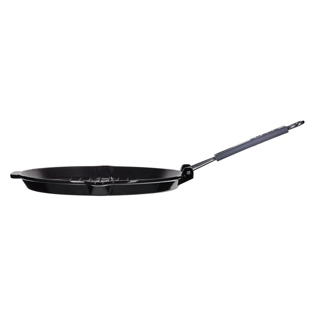 STAUB Apvali ketaus grilio keptuvė 27 cm, juoda