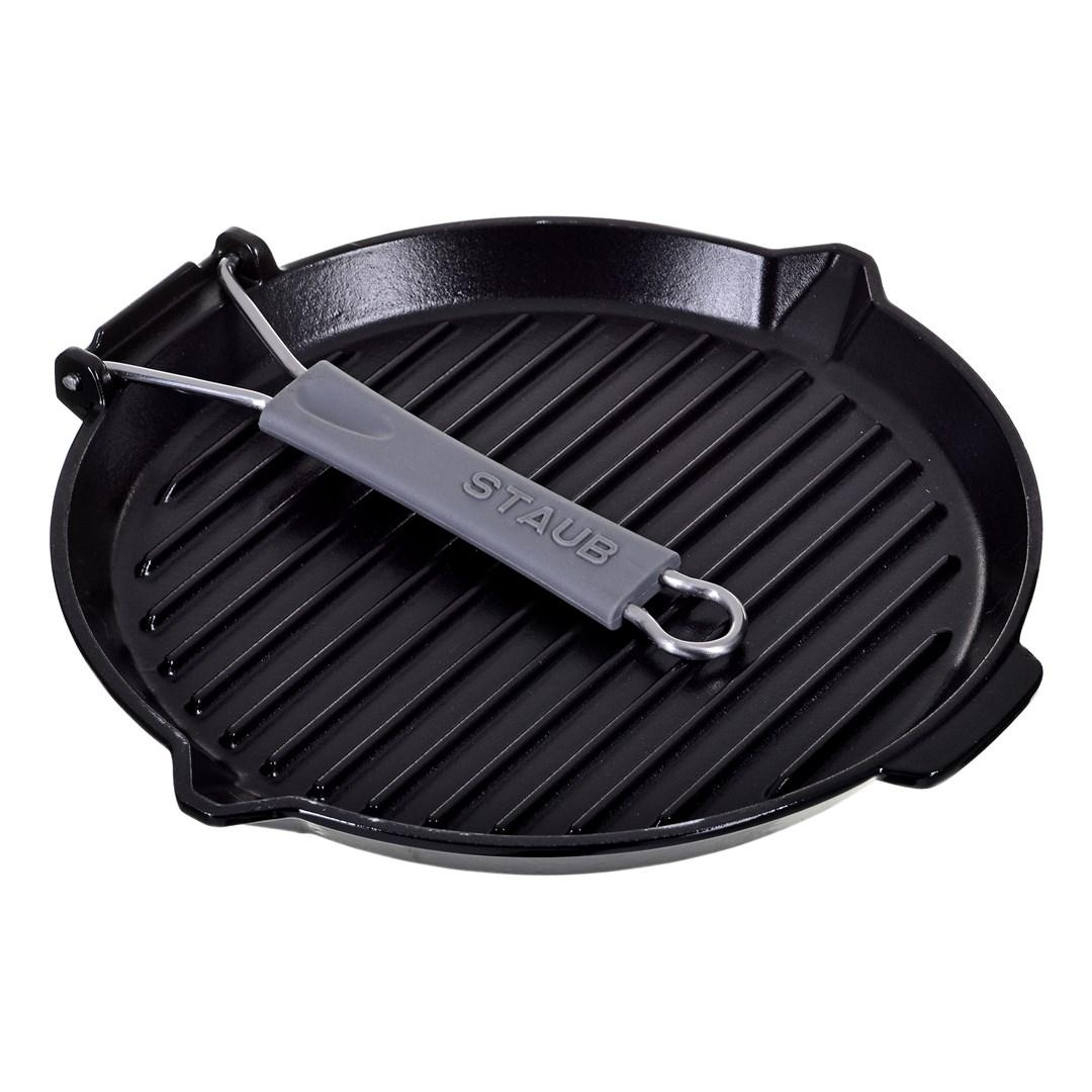 STAUB Apvali ketaus grilio keptuvė 27 cm, juoda