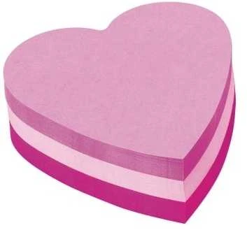 Lipnūs lapeliai 3M, Post-it, Širdelė, 76x76mm, rausvi (1x225) 0717-031