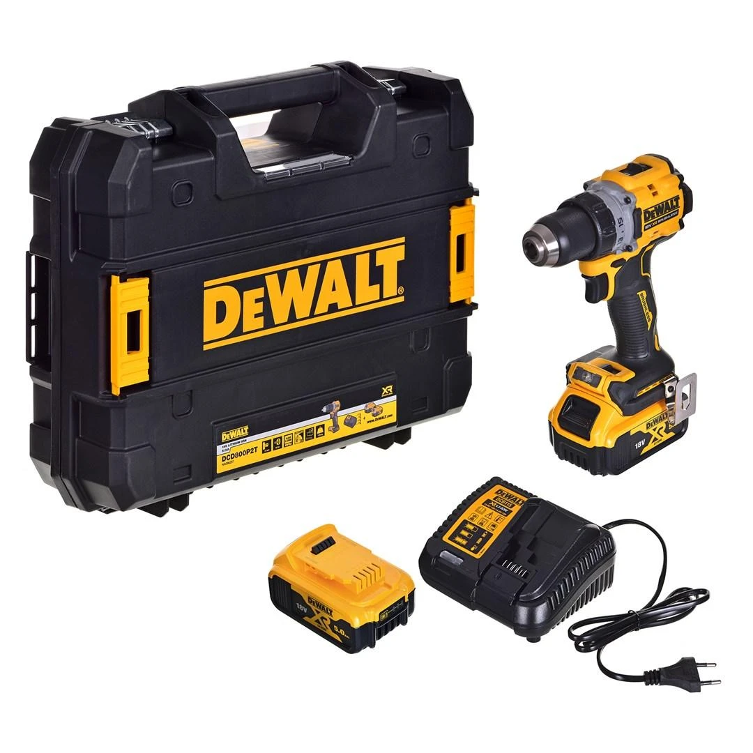 DeWalt DCD800P2T įrankių komplektas su priedais