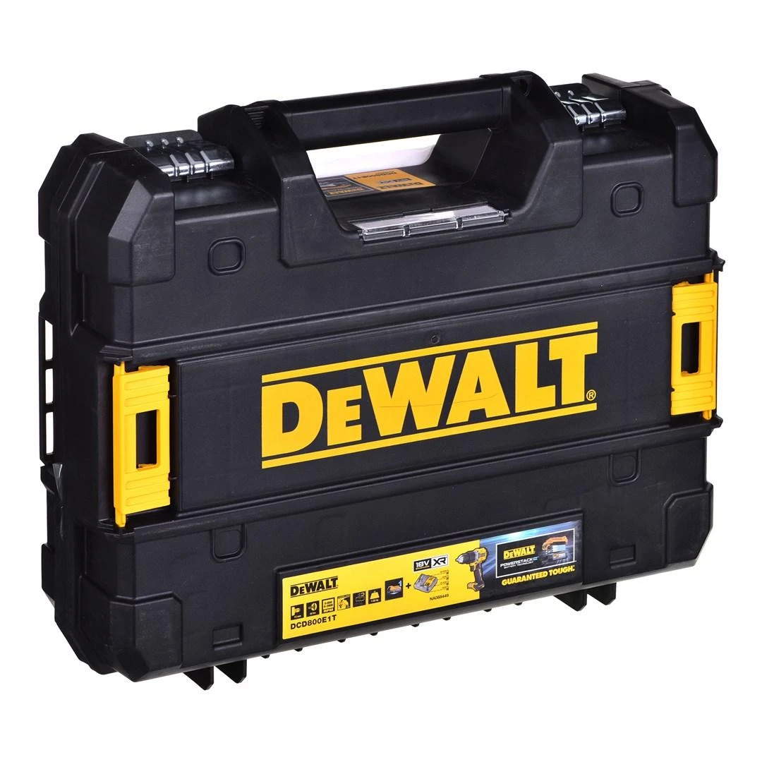 DeWalt XR suktuvas gręžtuvas18V, DeWalt [DCD800E1T-QW] 1x1,7Ah, Li-Ion, POWERSTACK