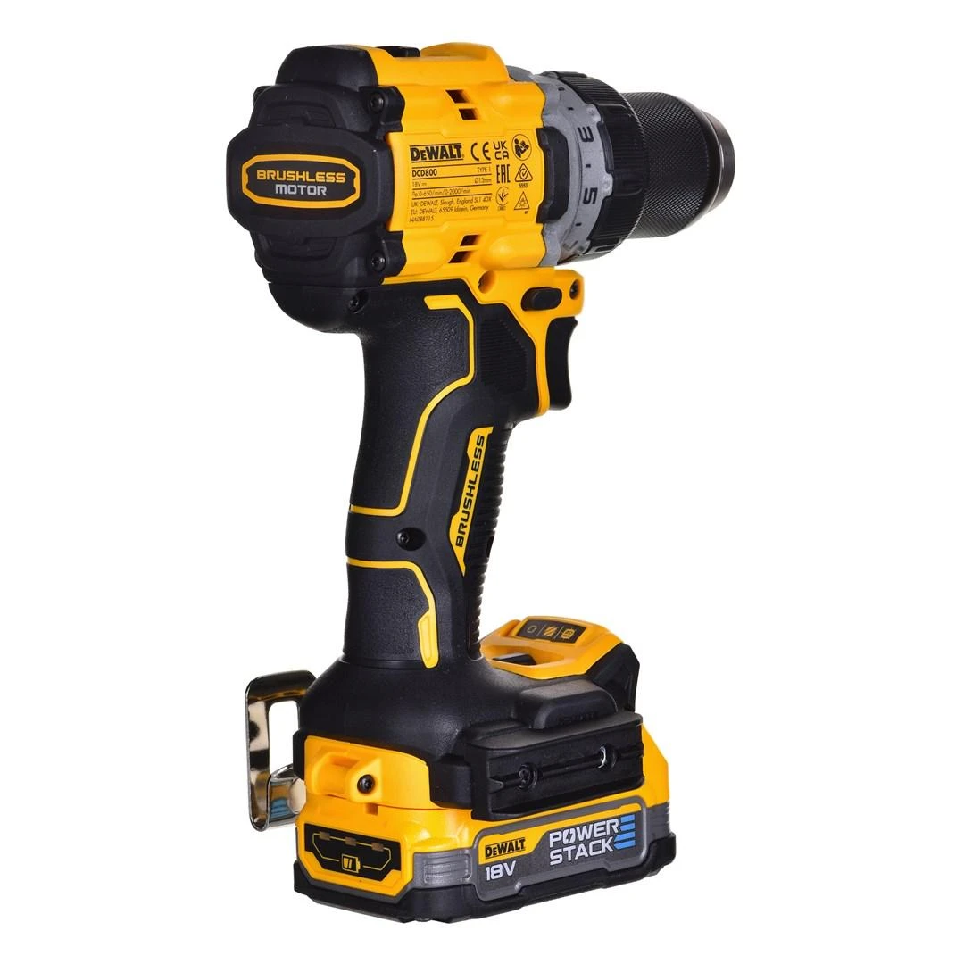 DeWalt XR suktuvas gręžtuvas18V, DeWalt [DCD800E1T-QW] 1x1,7Ah, Li-Ion, POWERSTACK