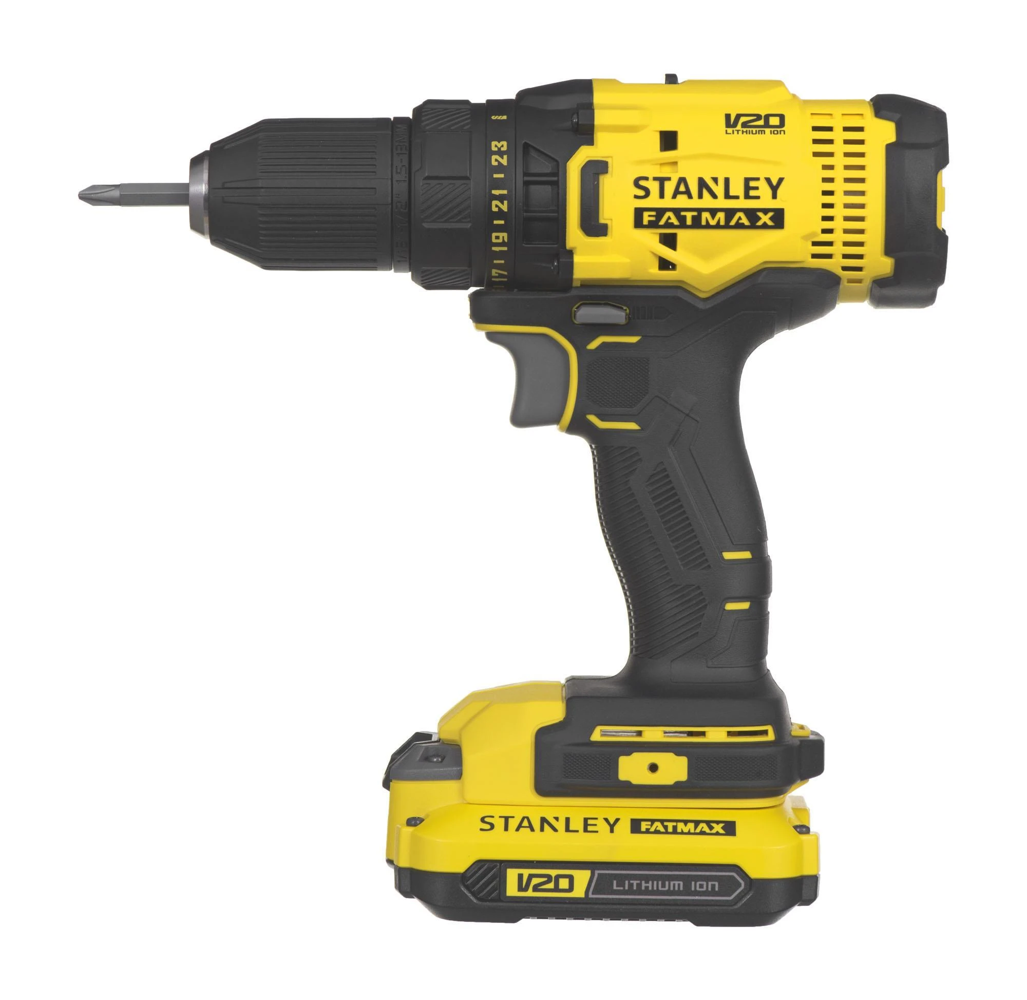 Suktuvas-gręžtuvas Stanley SFMCD700C2S-QW; 18 V; 2x1,5 Ah akum.
