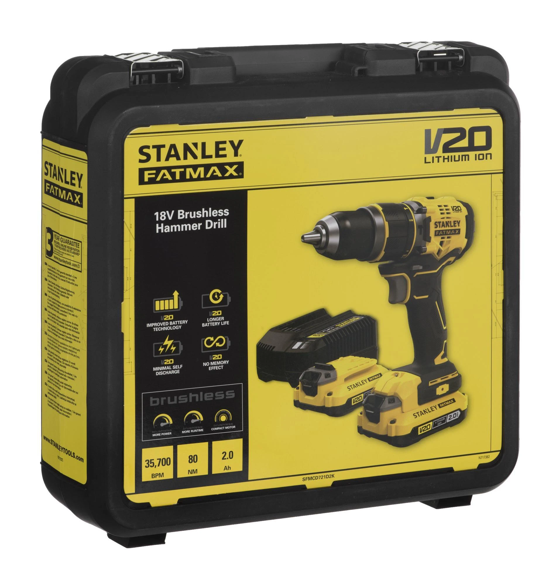 Smūginis  STANLEY SFMCD721D2K akumuliatorinis gręžtuvas 18V