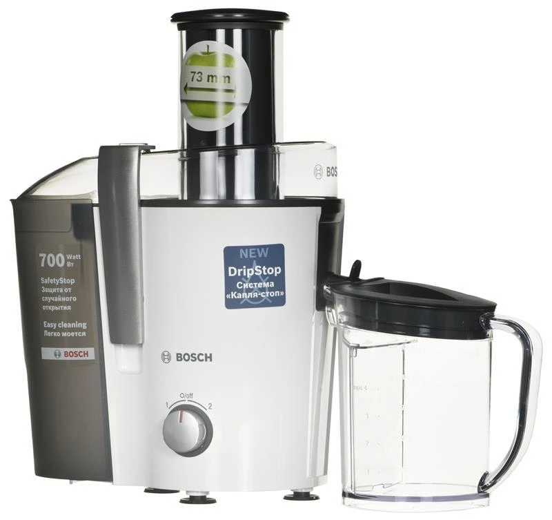 Sulčiaspaudė Juicer | Bosch | MES25A0 | Type Centrifugal juicer | Juodas/Baltas | 700 W | Extra large fruit input | Greičių skaičius 2