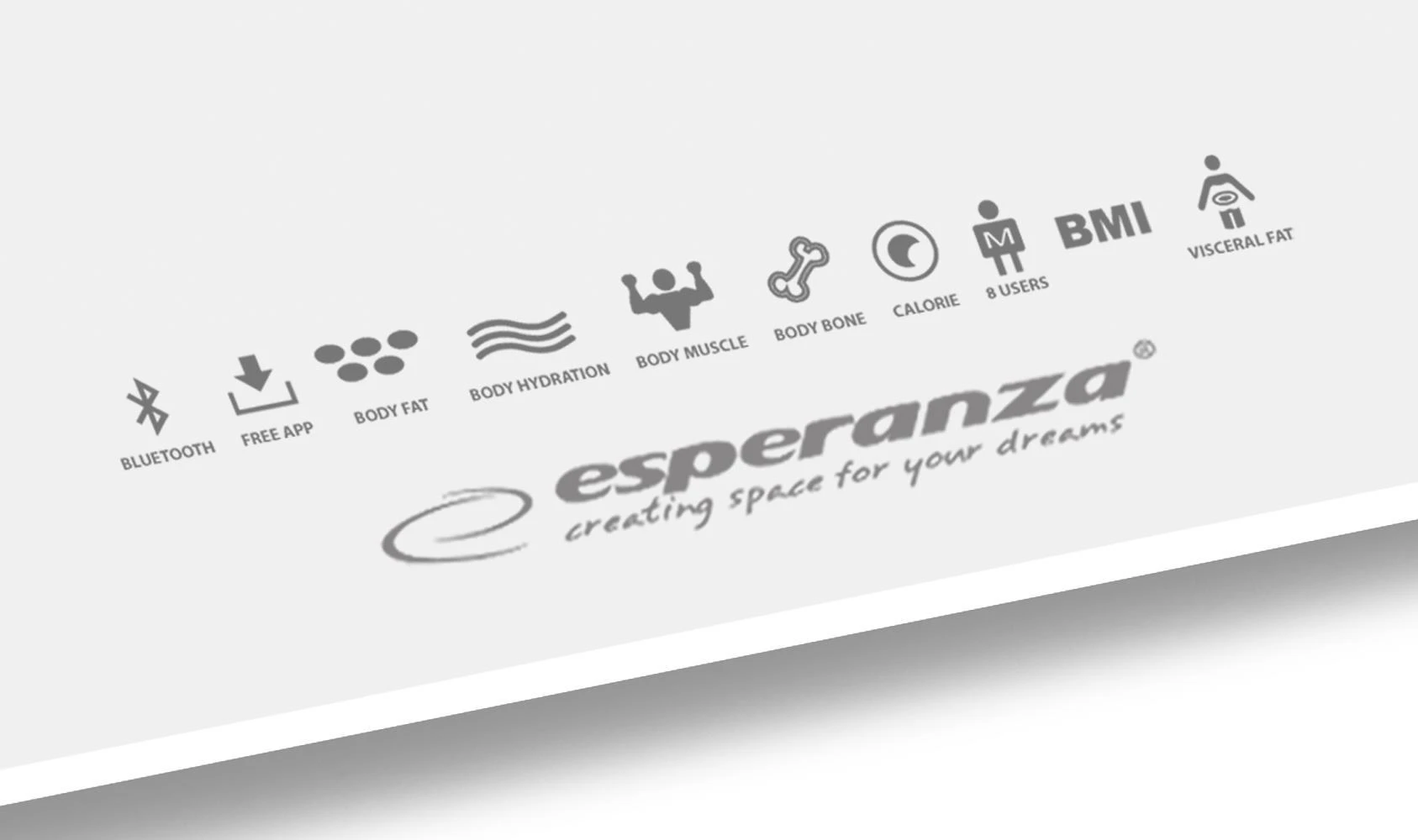 Svarstyklės su „Bluetooth“ funkcija Esperanza B.FIT EBS016W (baltos spalvos)
