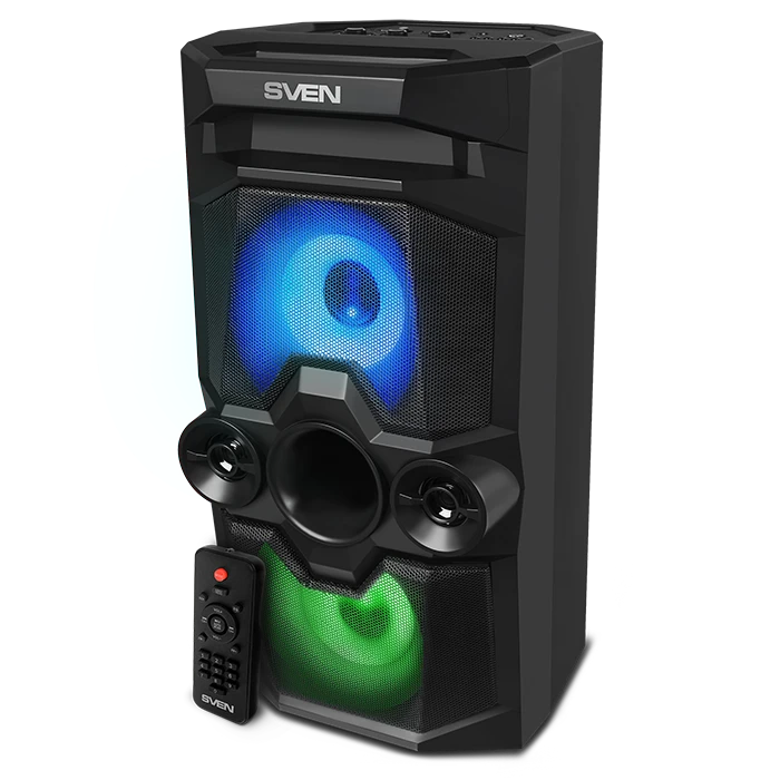 Garsiakalbis SVEN PS-655, juodas (50W, TWS, Bluetooth, FM, USB, Micro SD, LED-ekranas, RC, 2x4400mA*h); SV-020163