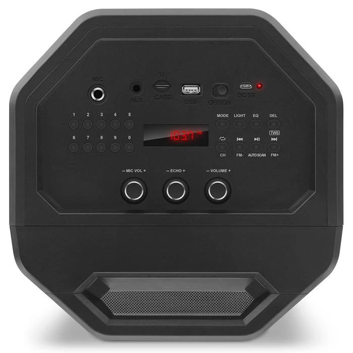Garsiakalbis SVEN PS-655, juodas (50W, TWS, Bluetooth, FM, USB, Micro SD, LED-ekranas, RC, 2x4400mA*h); SV-020163