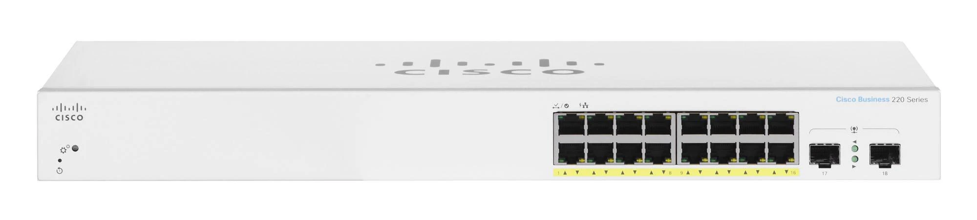 Šakotuvas Cisco CBS220 SMART 16-PORT GE POE - 2X1G SFP