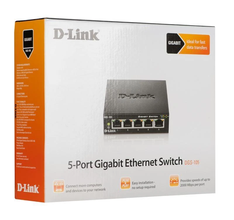 Šakotuvas D-Link DLINK DGS-105/E 5 prievadų Gigabit jungiklis