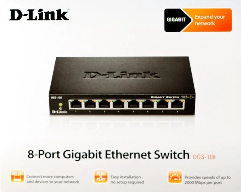 Šakotuvas D-Link DLINK DGS-108/E 8 prievadų Gigabit jungiklis