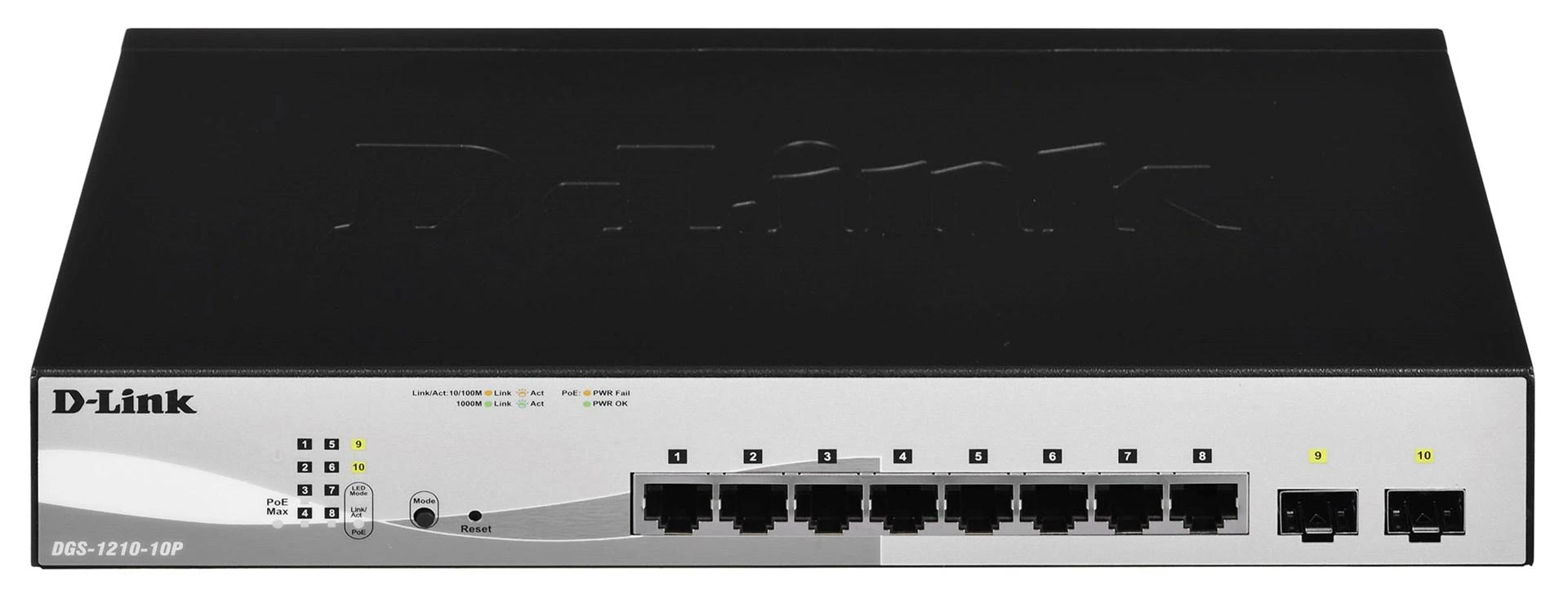 Šakotuvas D-LINK 10-Port Layer2 PoE Smart Managed Gigabit Switch dlink žalias 3.0 8x 10/100/1000Mbit/s TP RJ-45 PoE prievadas 802.3af/at